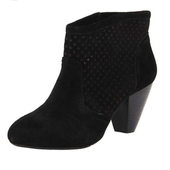 Jessica Simpson Black Suede Orsona Perforated 3 inch Heel Bootie Size 10 - Picture 1 of 2